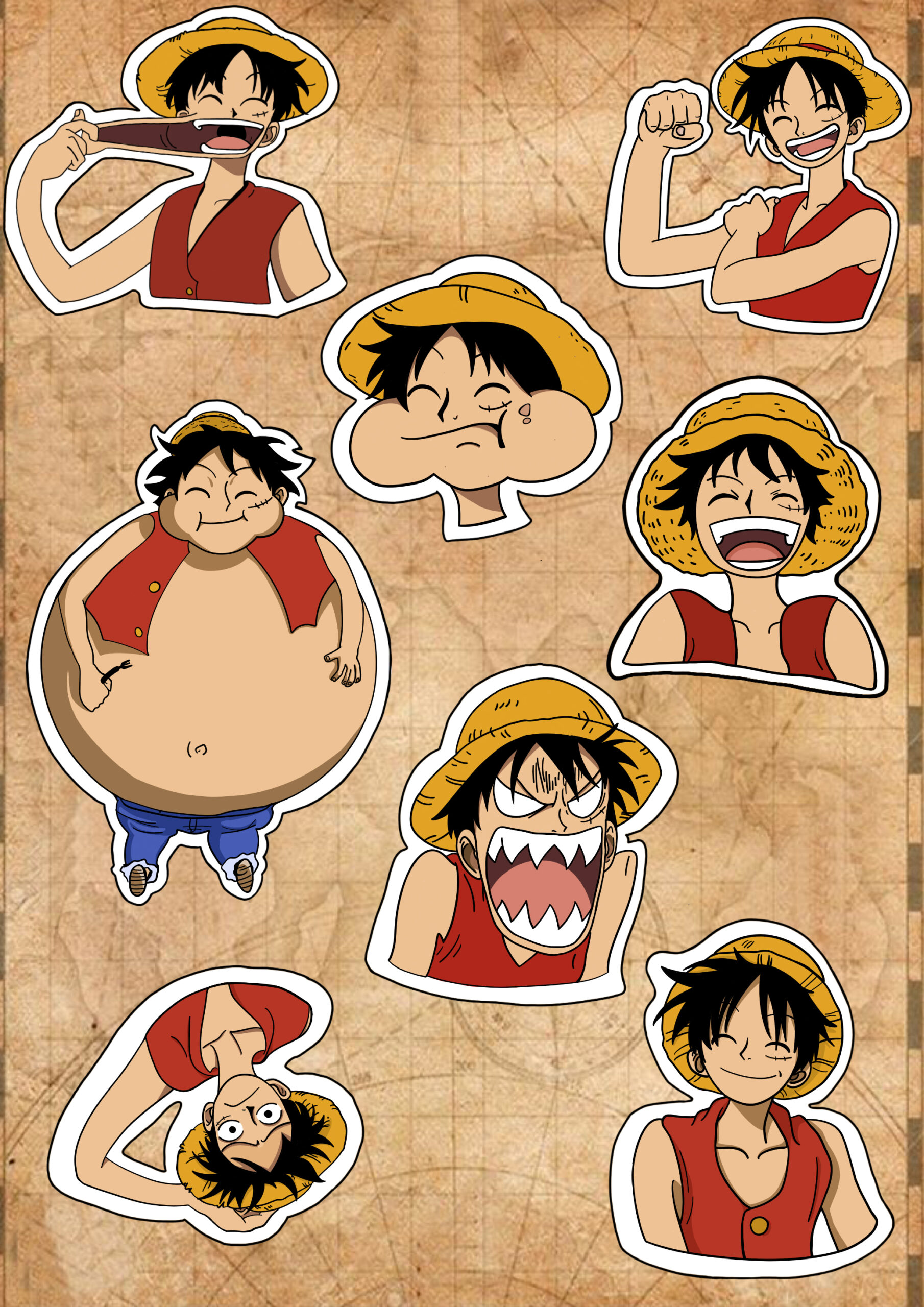 Home page cartela de adesivos luffy
